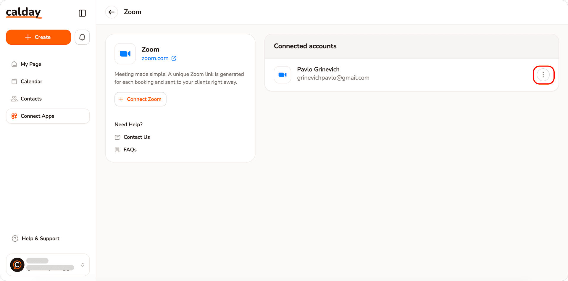 Open Zoom integration settings