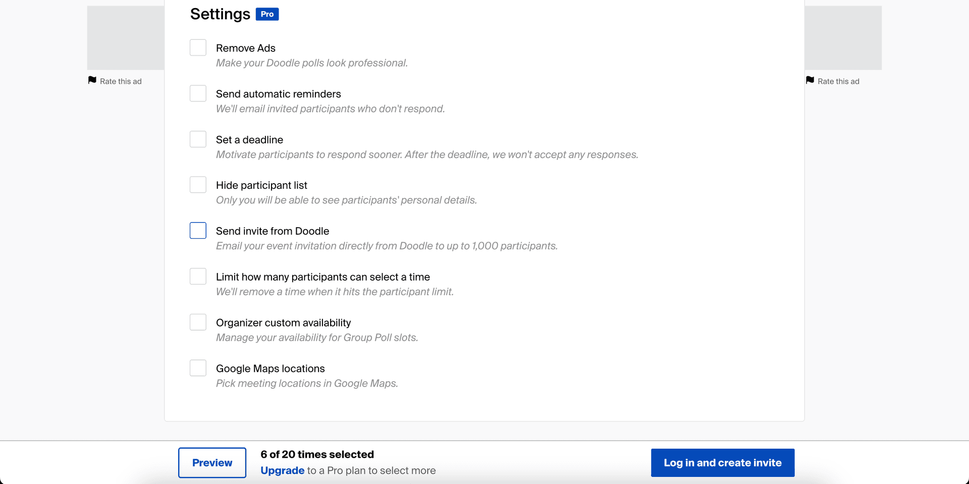 Doodle Pool Settings