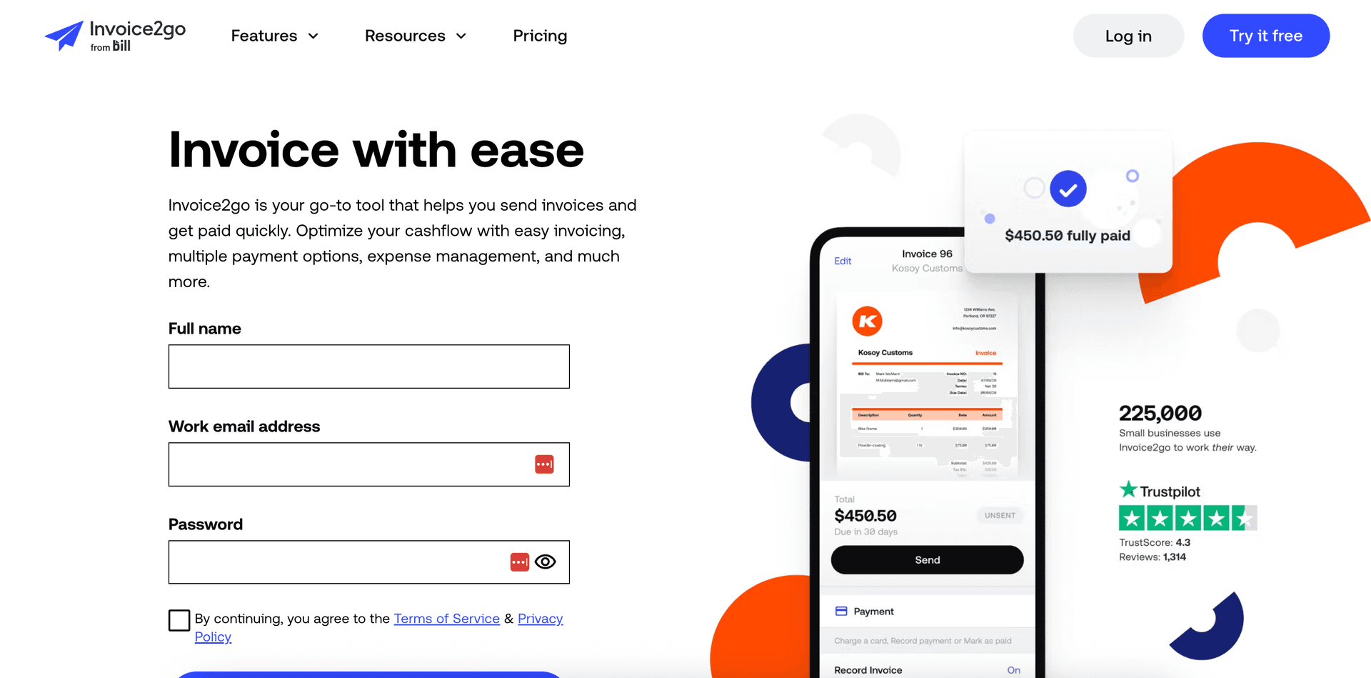 Invoice2go Website
